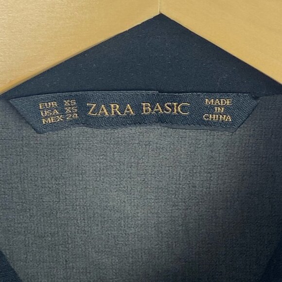 Zara Playsuit Black Button Front Romper Pockets Size XS Minimalist Sheer Minimal - Picture 4 of 15